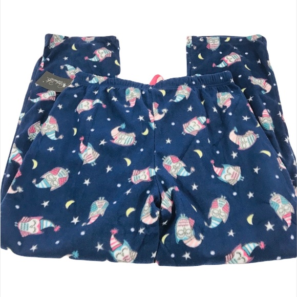 Rene Rofe Navy Sleepy Owls Fleece Pajama Bottoms, Blue, Large - Picture 4 of 6